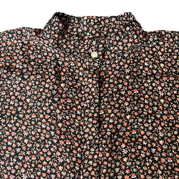 Loft Blouse Button Up Floral Print Women’s Petite XS Ruffle Hem Stand Up Collar - Picture 4 of 14